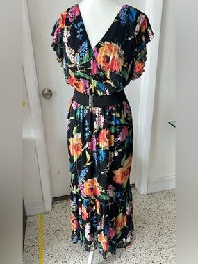 Sam Edelman Black m Maxi Dress with Floral Print